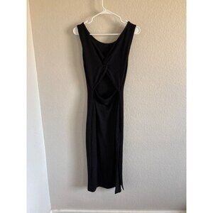 Antistar Black Bodycon Keyhole Midi Dress with Slits Women Size Medium
